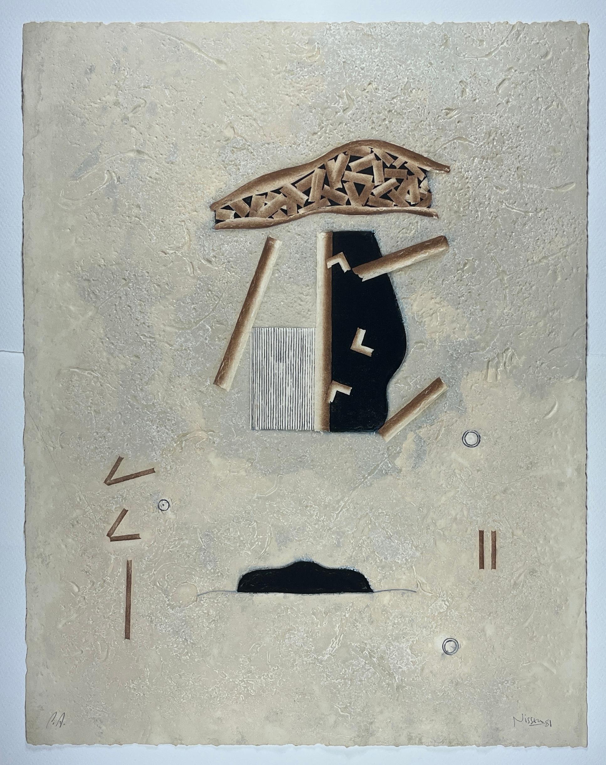 Brian Nissen Abstract Print – Englischer Original-Kunstdruck „Mariposa obsidiana 1“, 1981, signiert in limitierter Auflage