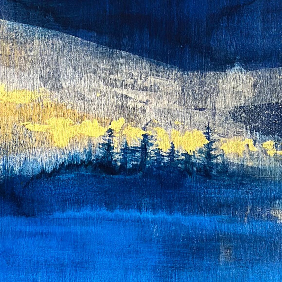 Beyond The Valley (2024) By Brian O'Neill, Acrylic Painting with Gold Leaf For Sale 1