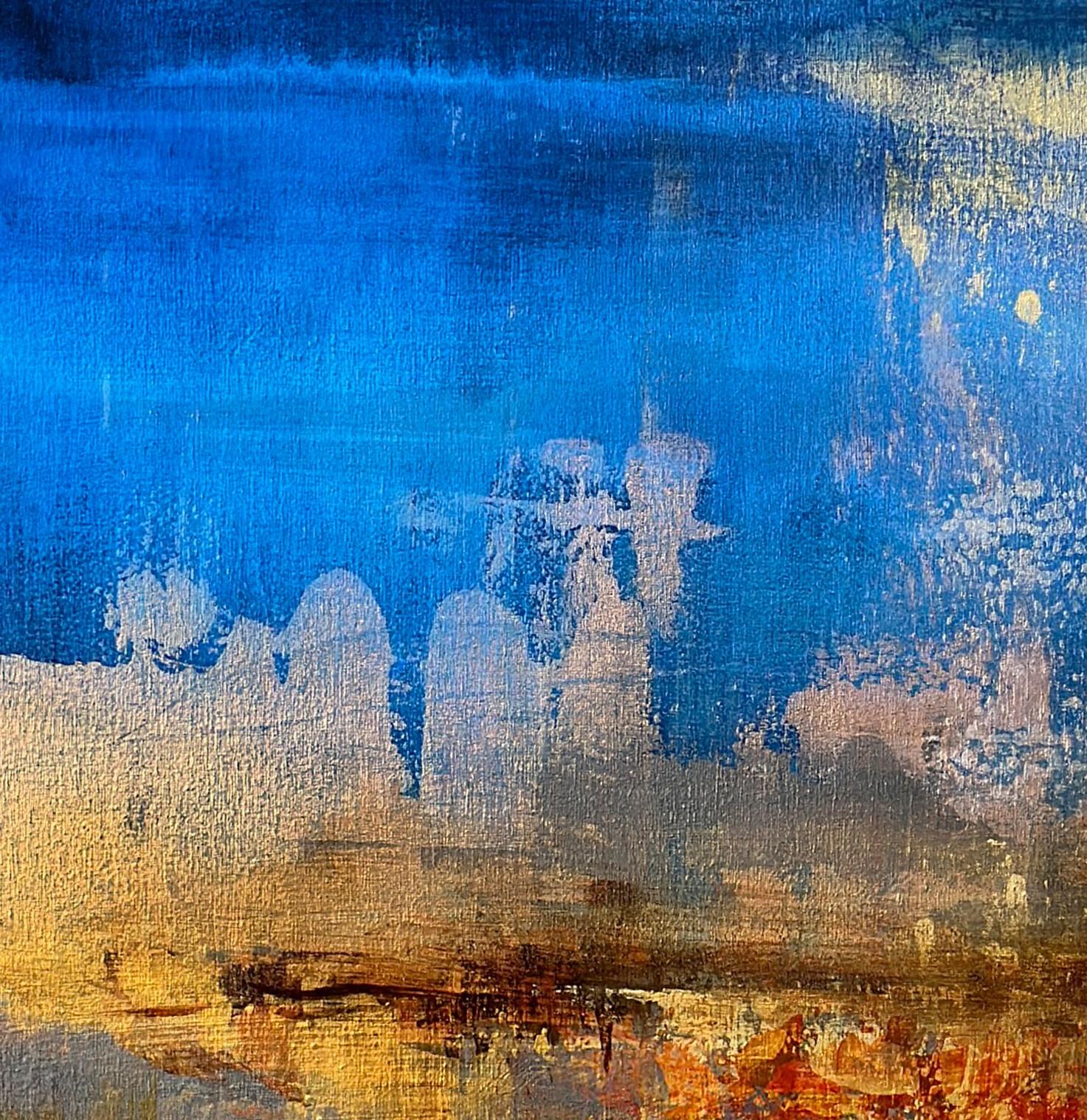 Beyond The Valley (2024) By Brian O'Neill, Acrylic Painting with Gold Leaf For Sale 2
