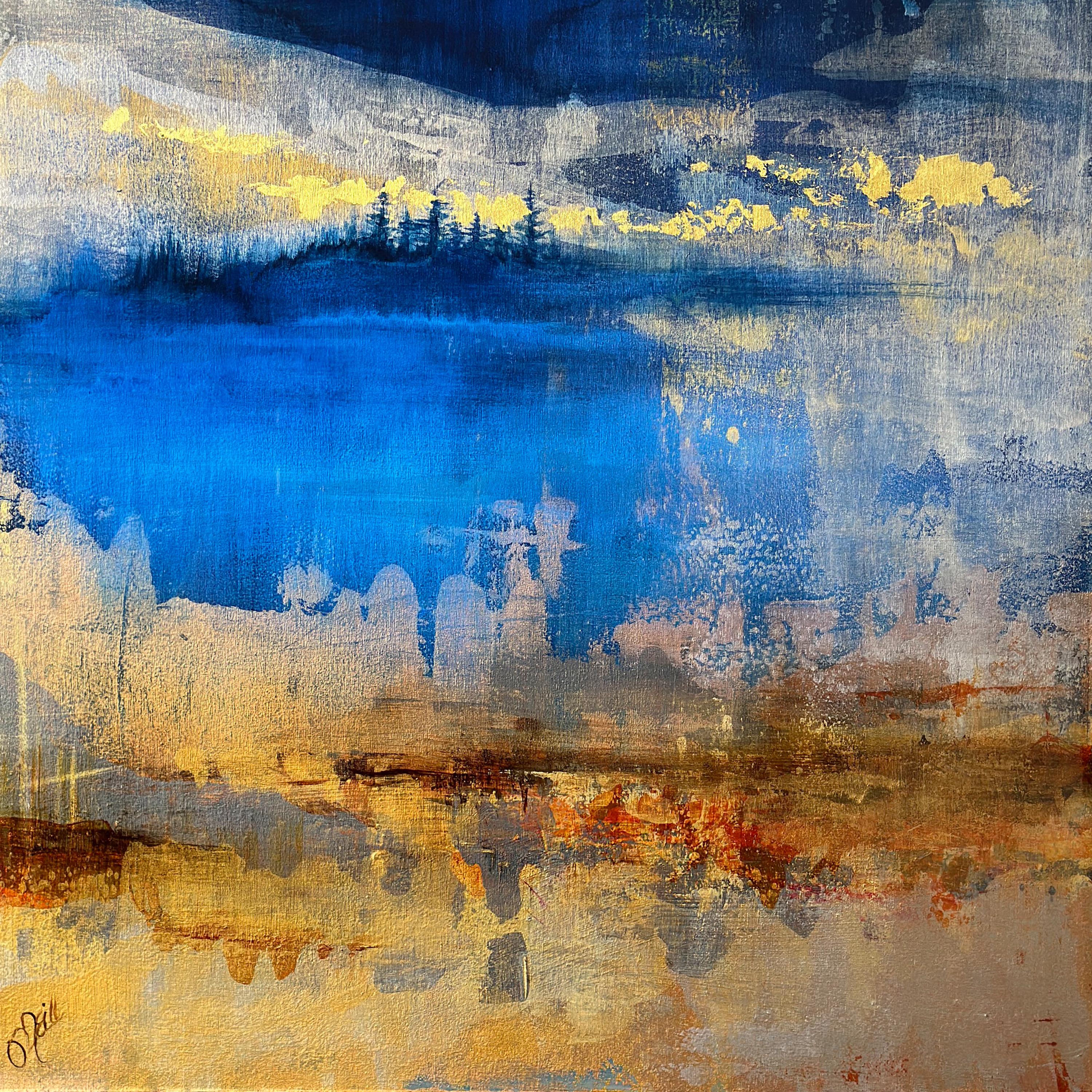 Más allá del valle (2024) Por Brian O'Neill, Pintura acrílica con pan de oro