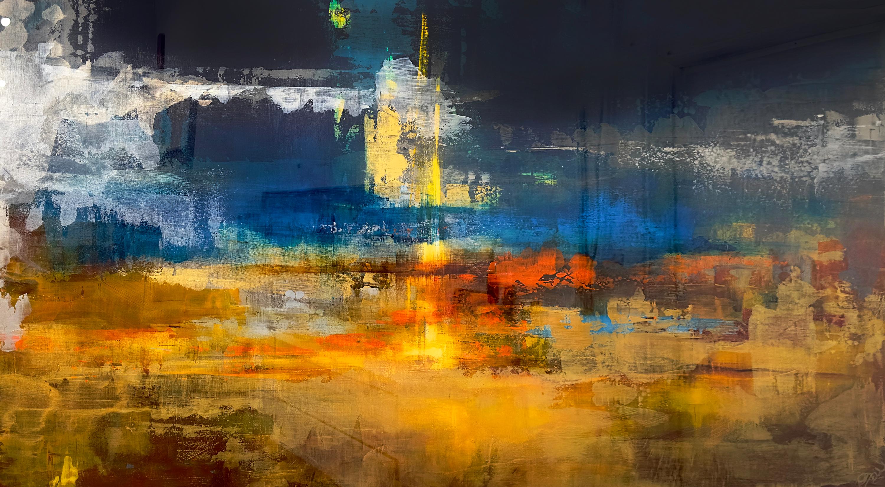 "Pittura acrilica originale di Brian O'Neill 'Oltre il crepuscolo' con resina"