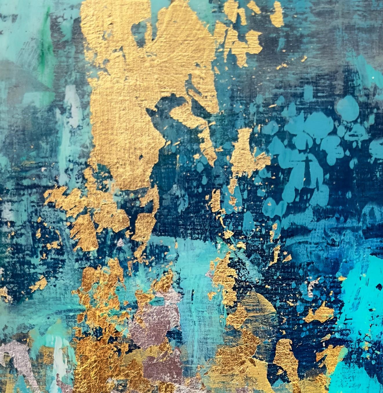 „Brian O'Neill's 'Deep Dive 1' Original Acrylgemälde mit 24 Karat Blattgold“ im Angebot 1