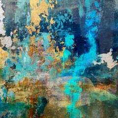« Deep Dive 1 » de Brian O'Neill, peinture acrylique originale avec feuille d'or 24 carats
