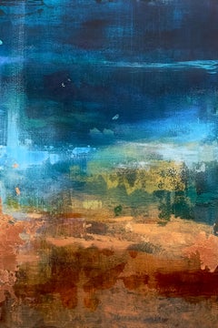 "Nocturno 2" de Brian O'Neill Pintura acrílica original con lámina de cobre"