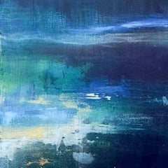 "Brian O'Neill's 'Nocturne 3', peinture acrylique originale avec feuille de cuivre"