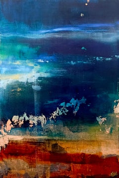 "Brian O'Neill's 'Nocturne 3' Original Acrylic Painting with Copper Leaf"