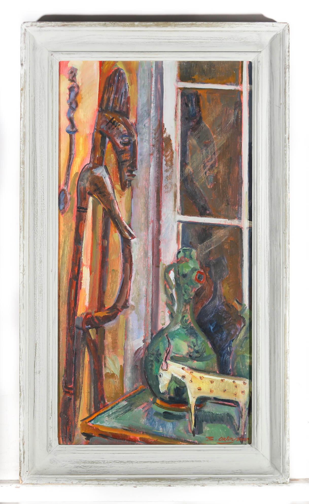 Brian Oxley (né en 1943) - 2000 Huile, nature morte d'objets indigènes en vente 2