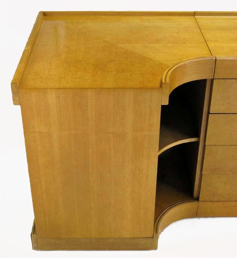 Late 20th Century Brian Palmer for Baker Birdseye Maple Modular Three-Piece Cabinet For Sale