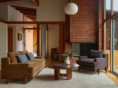 Brian Paquette x Lawson-Fenning George Lounge Chair, Oak & Velvet Armchair