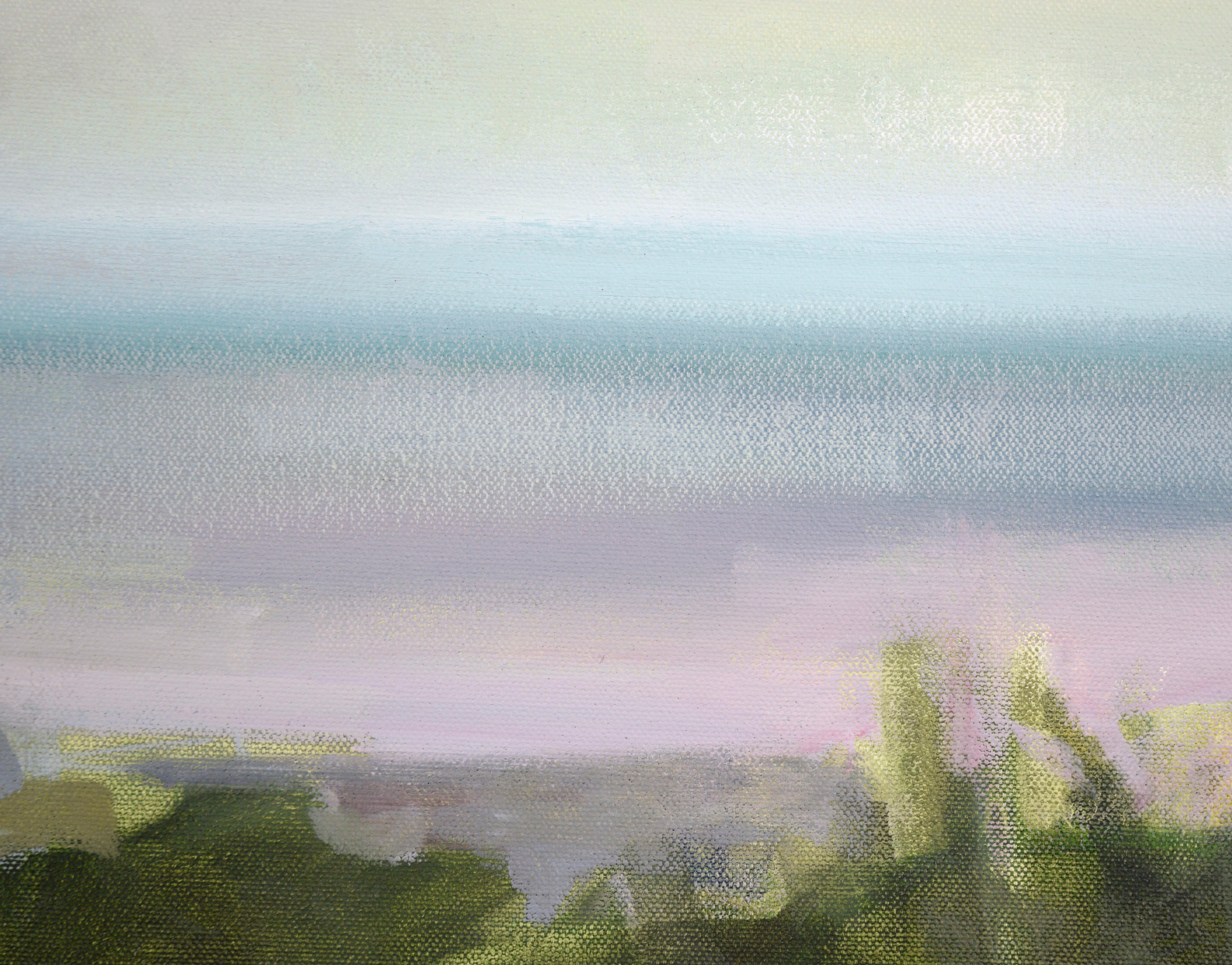 Con vistas a Santa Cruz y la bahía de Monterrey - Paisaje Plein Air en óleo sobre lienzo en venta 5