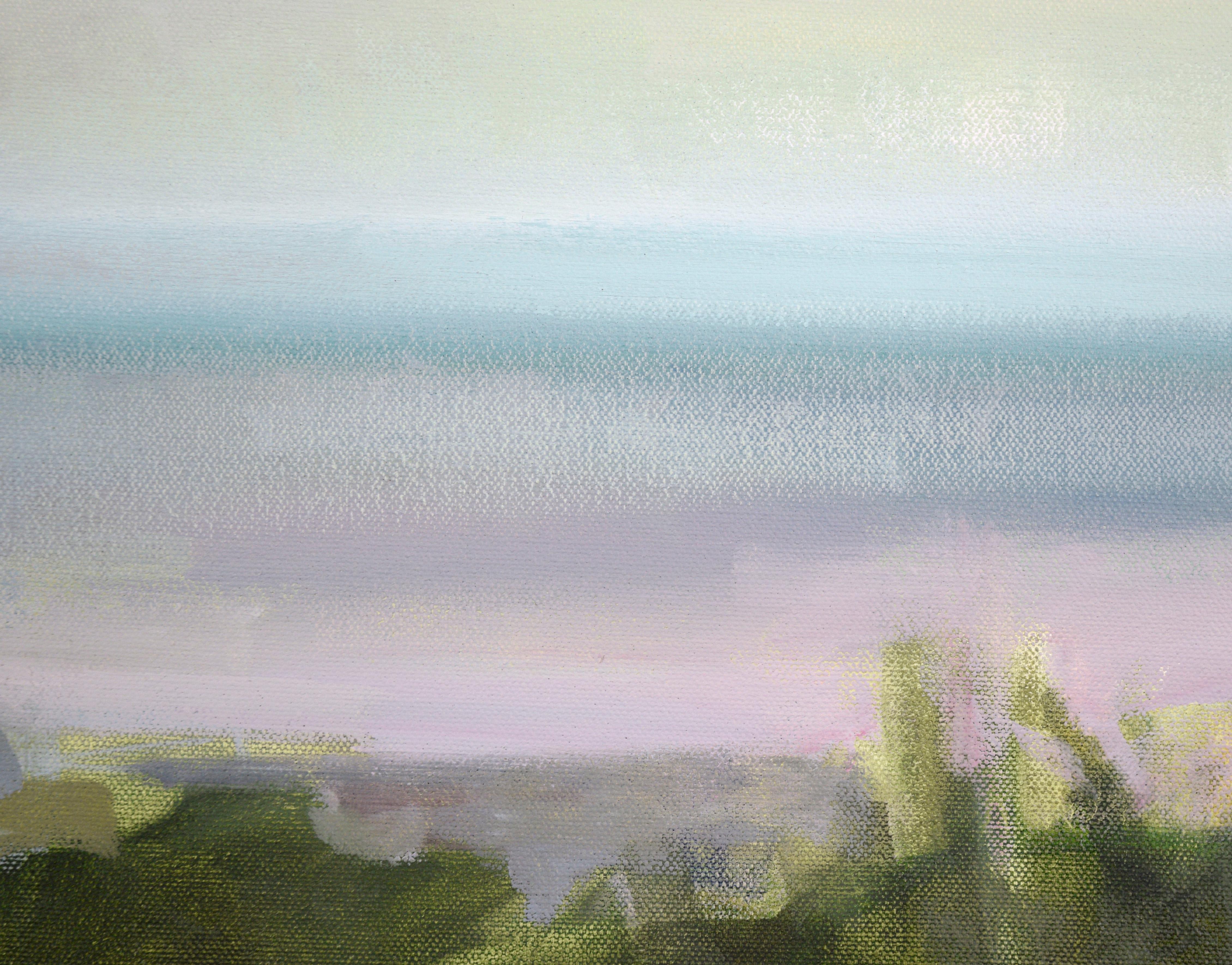 Overlooking Santa Cruz and Monterey Bay - Plein Air Landscape in Oil on Canvas For Sale 3