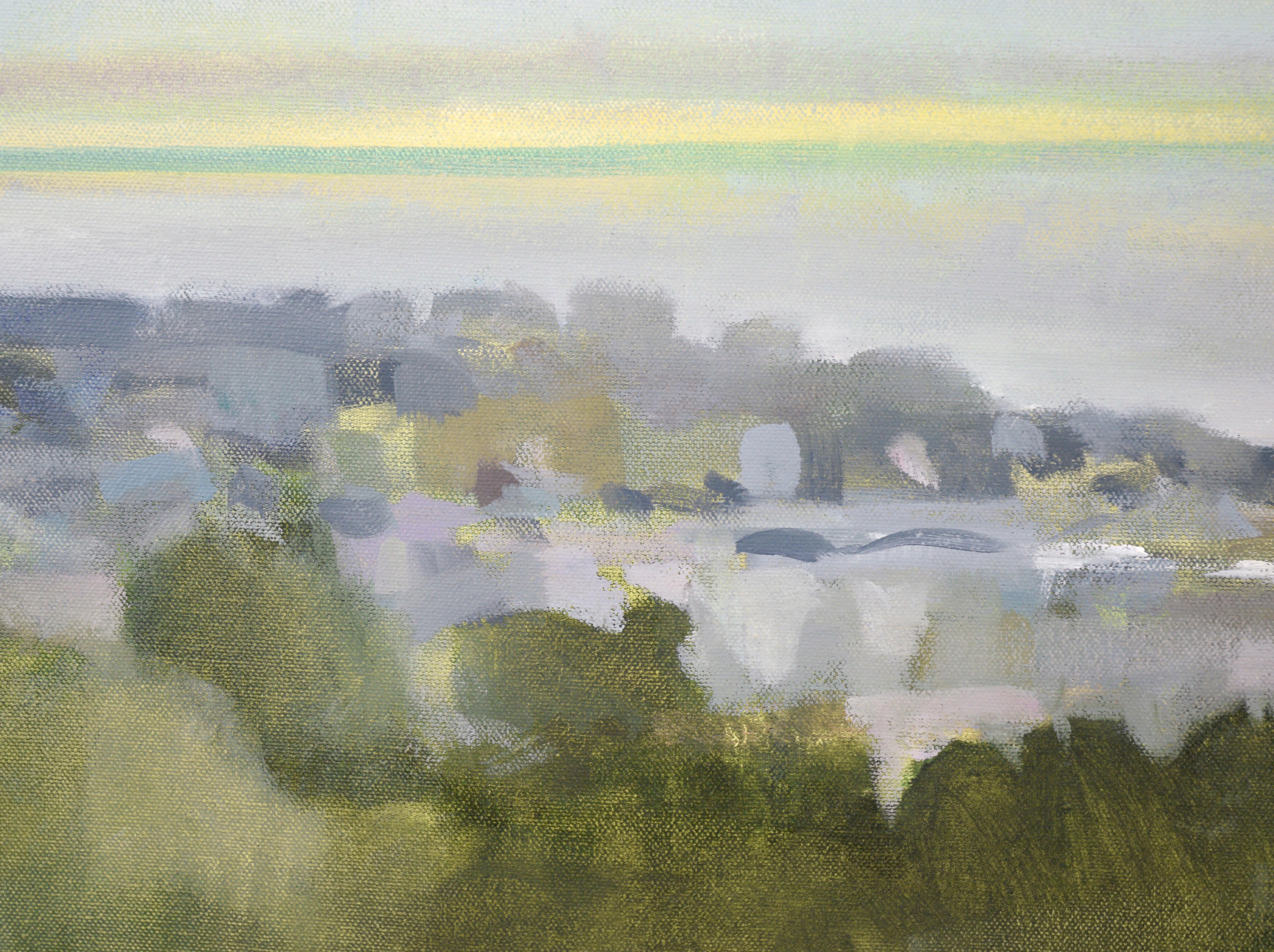 Overlooking Santa Cruz and Monterey Bay - Plein Air Landscape in Oil on Canvas - American Impressionist Painting by Brian Rounds