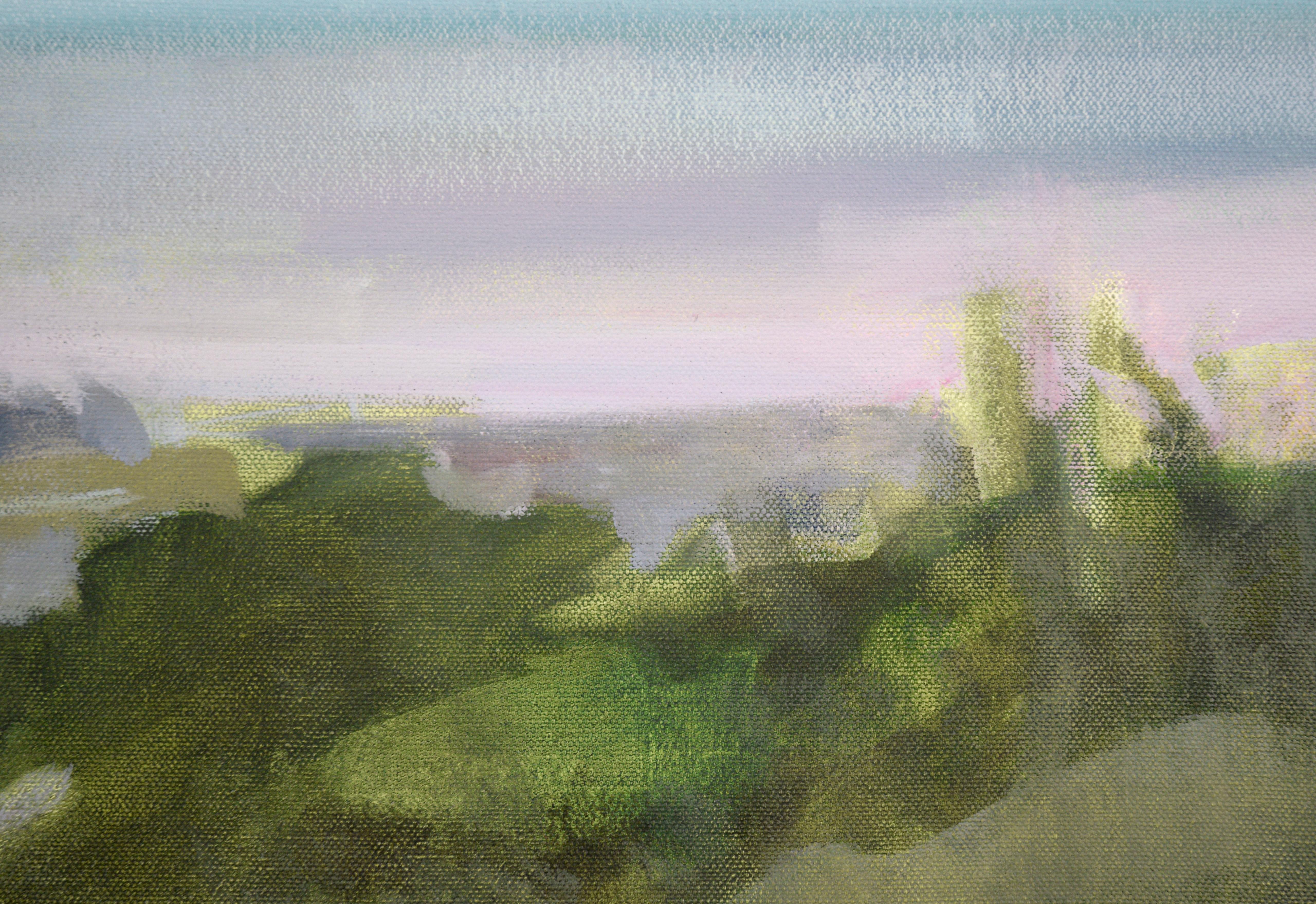 Overlooking Santa Cruz and Monterey Bay - Plein Air Landscape in Oil on Canvas For Sale 2
