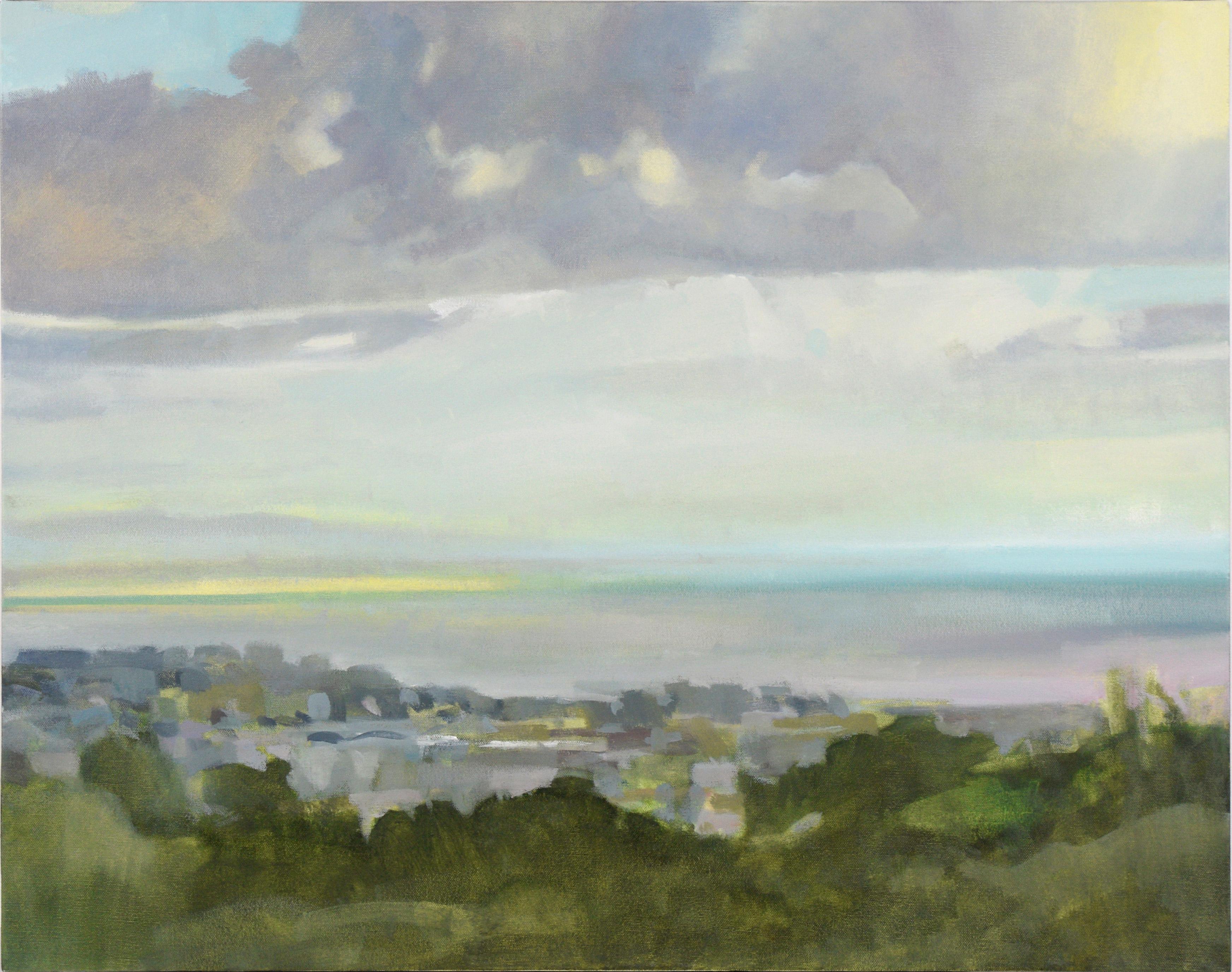 Brian Rounds Landscape Painting - Overlooking Santa Cruz and Monterey Bay - Plein Air Landscape in Oil on Canvas