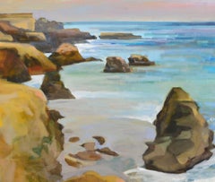 „Rocks at West Cliff“ Santa Cruz, Kalifornien, Pleinair-Landschaft von Brian Rounds