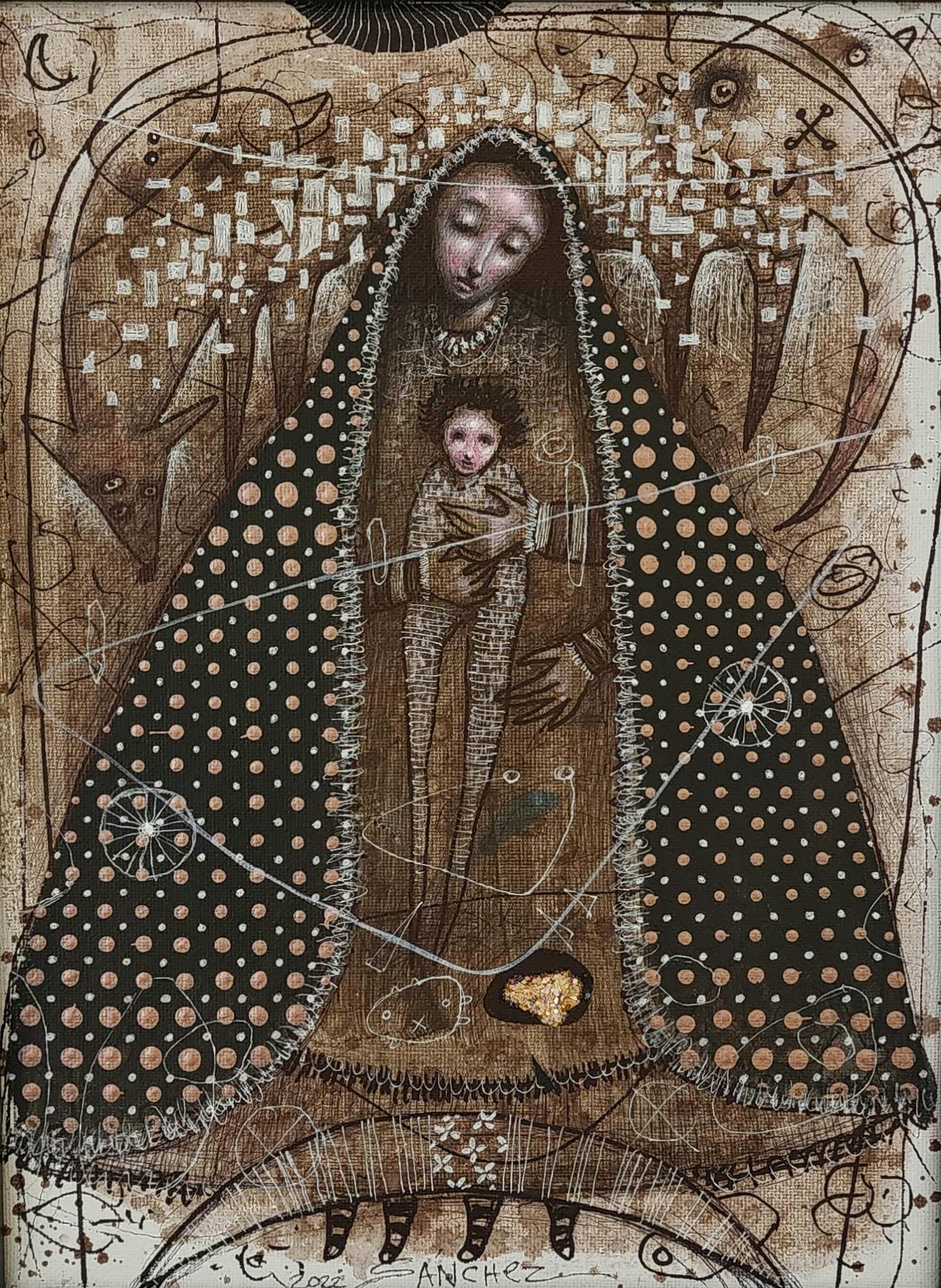 The Refuge, Virgin Series, Oil, Mixed Media, Hyperrealism, Modern Cuban Art, - Painting by Brian Sanchez