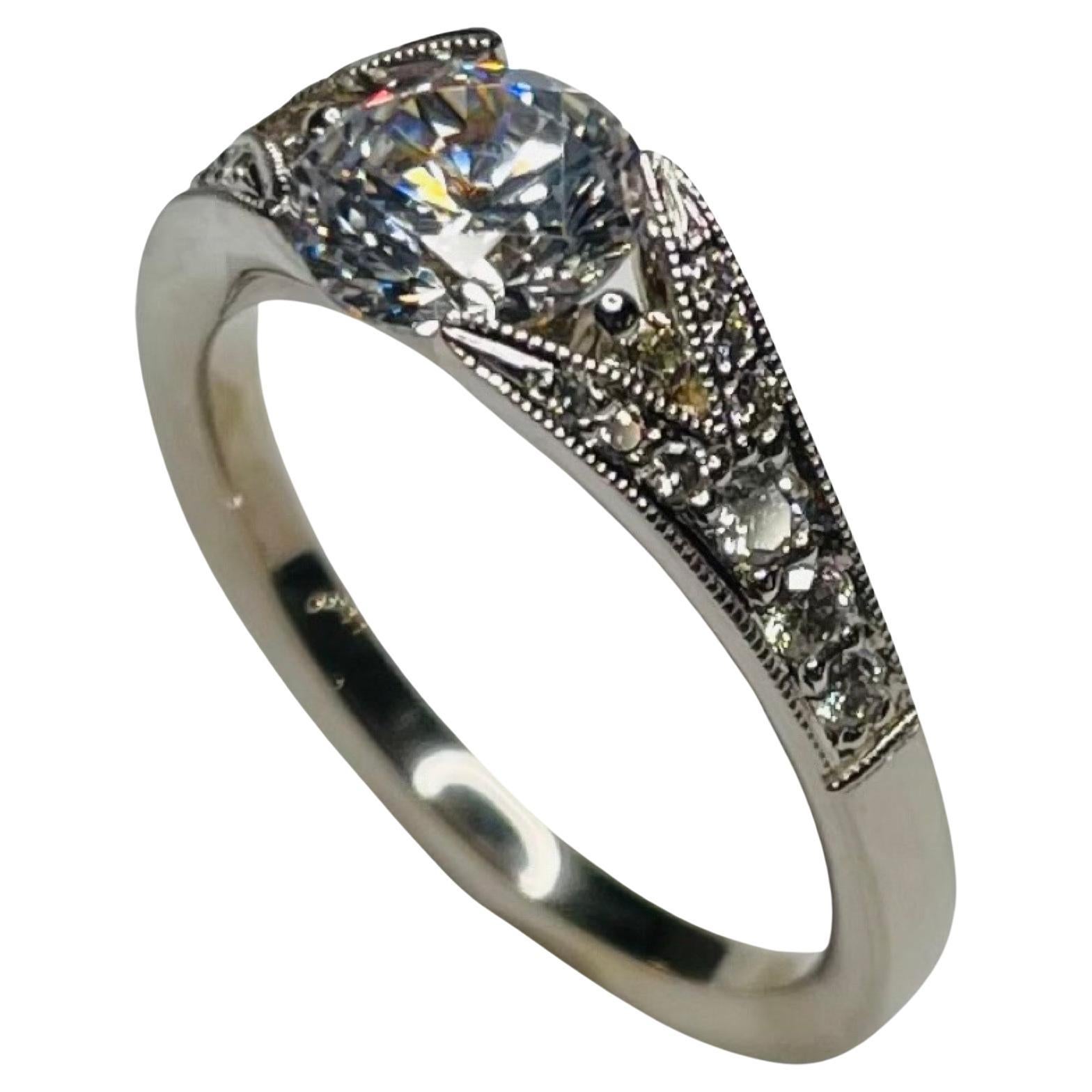 Brian Sholdt 18K White Gold Engagement Ring For Sale