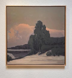 "Neve all'inizio dell'inverno" - Paesaggio invernale impressionista, pittura acrilica su lino