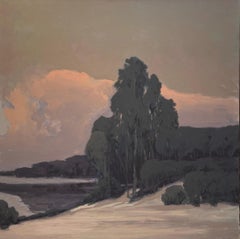 "Neve all'inizio dell'inverno" - Paesaggio invernale impressionista, pittura acrilica su lino