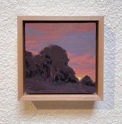 "Atardecer" - Atardecer y paisaje impresionistas, pintura acrílica sobre panel