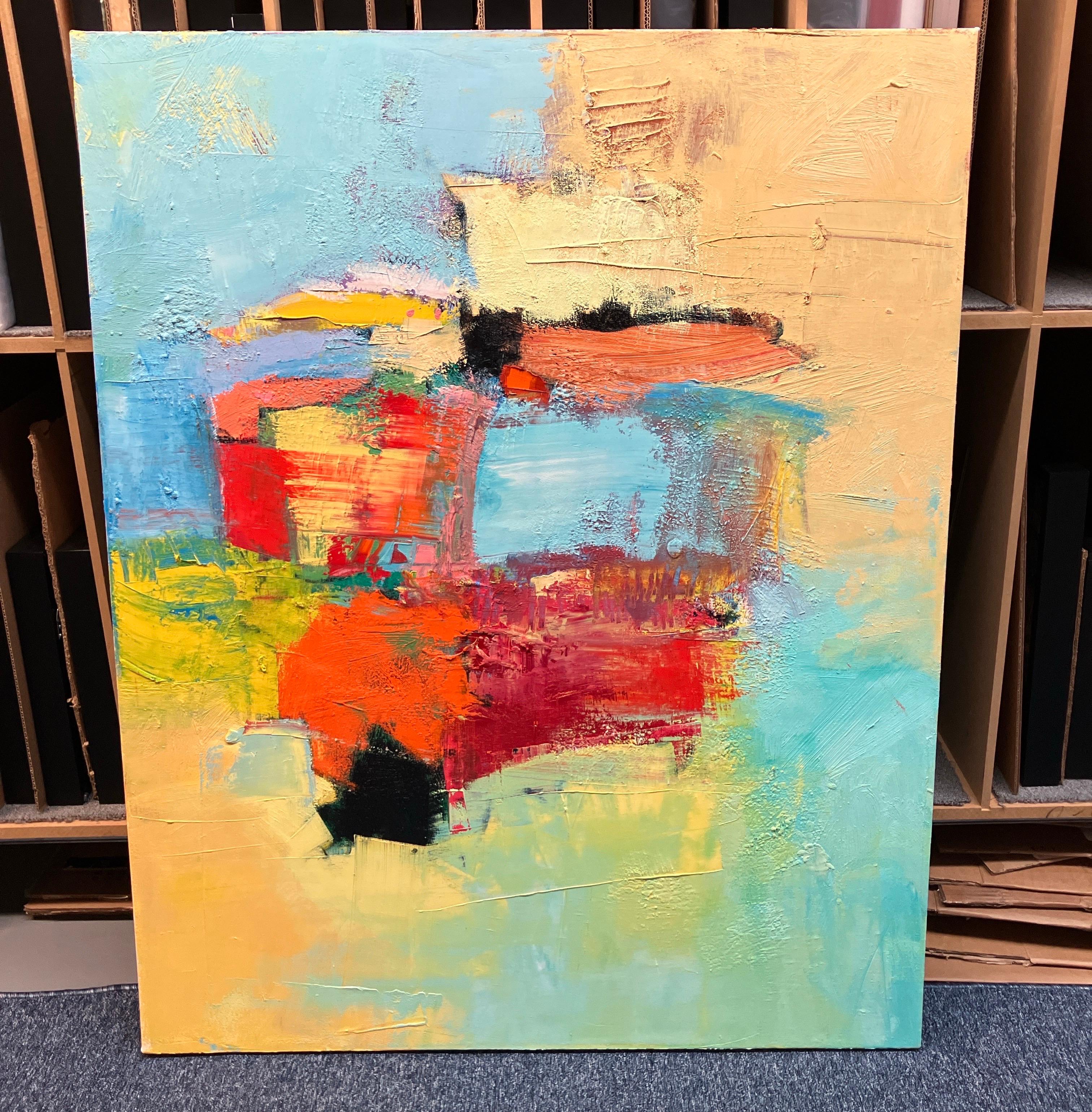 Brian Smith Abstract Painting - Contemporary Abstract Oil Painting on Canvas, Unframed, Cross Currents, Smith