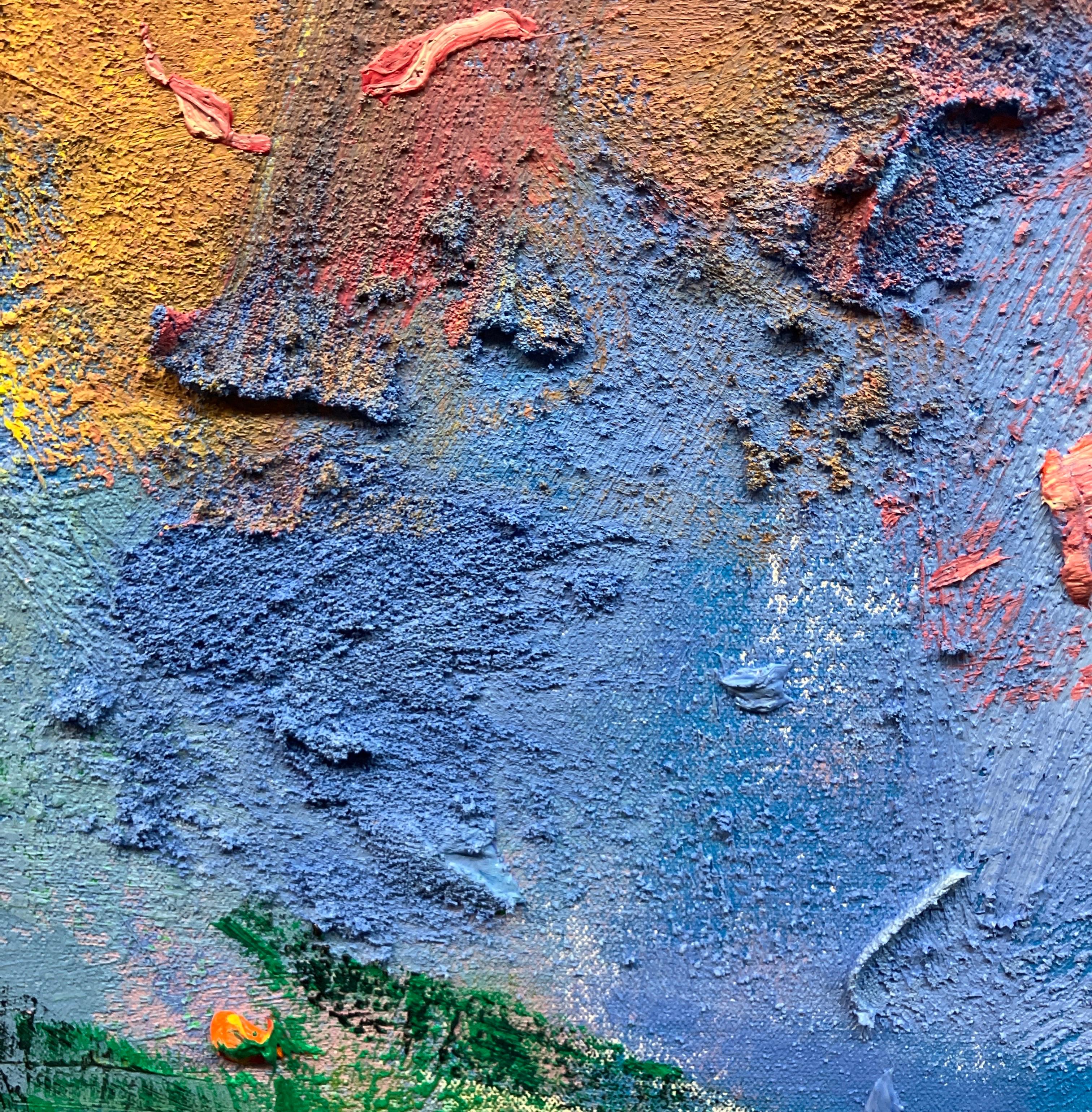 Contemporary Abstract Painting on Canvas, Unframed, Bright Saturated Colors For Sale 1
