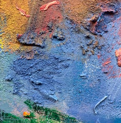 Zeitgenössisches abstraktes Gemälde auf Leinwand, ungerahmt, leuchtende gesättigte Farben