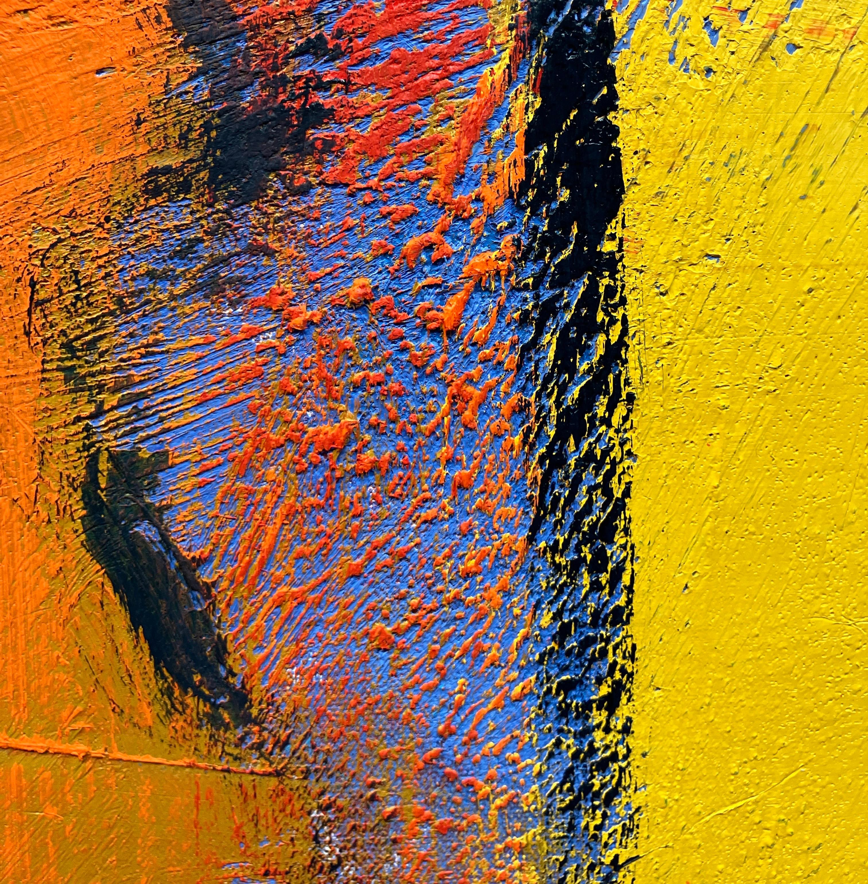 Contemporary Abstract Painting on Canvas, Unframed, Bright Saturated Colors For Sale 4