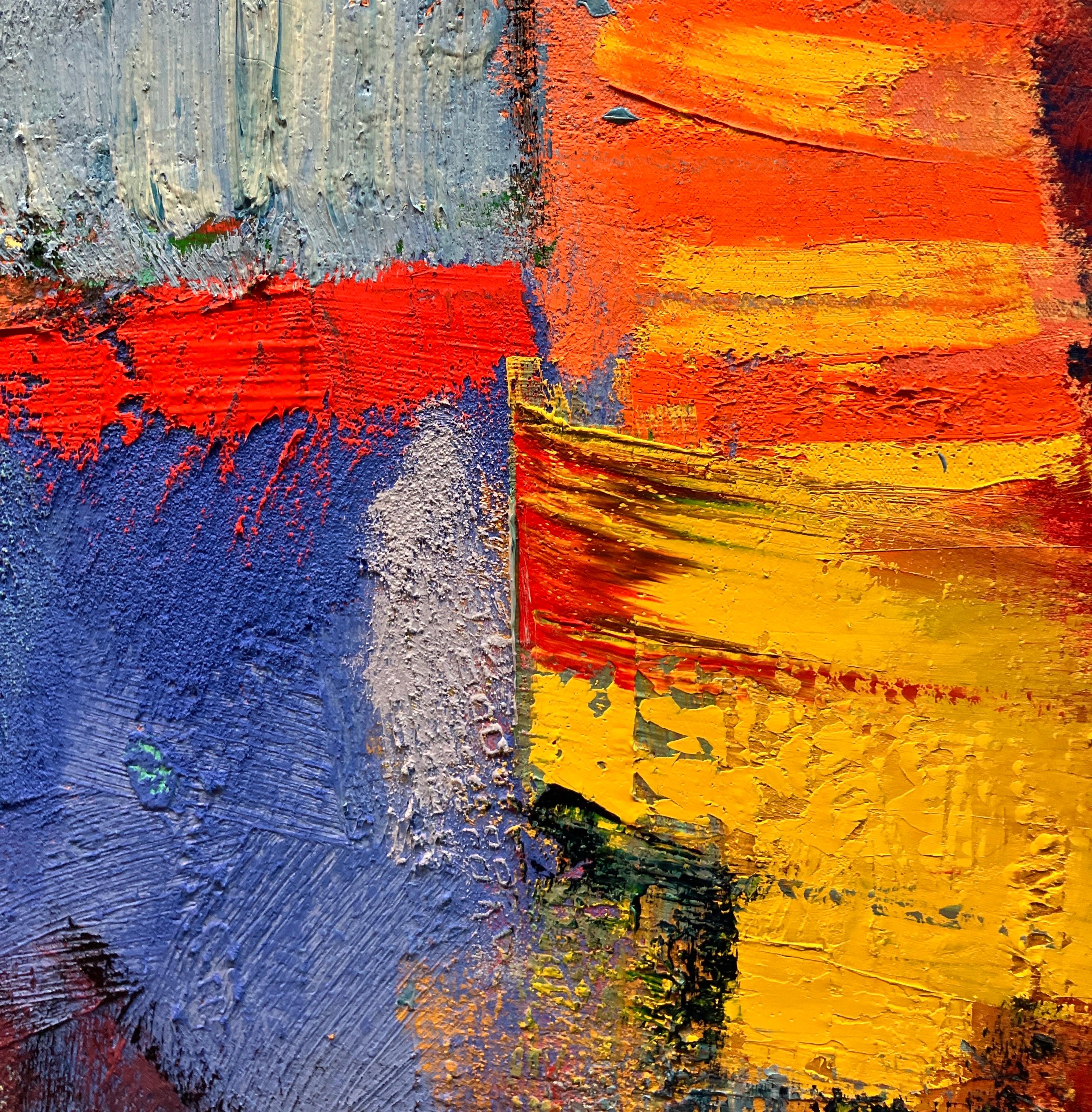 Contemporary Abstract Painting on Canvas, Unframed, Bright Saturated Colors For Sale 5