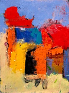 "Fatlum", Framed Abstract Acrylic Painting, Canvas Pad Mounted on Board