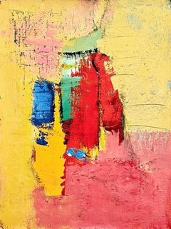 "To Rise", quadro acrilico astratto incorniciato, pad di tela montato su tavola
