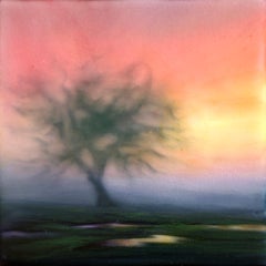 "Mystic 1" - Contemporary Solitary Tree Landscape Acrylic Painting, 2026