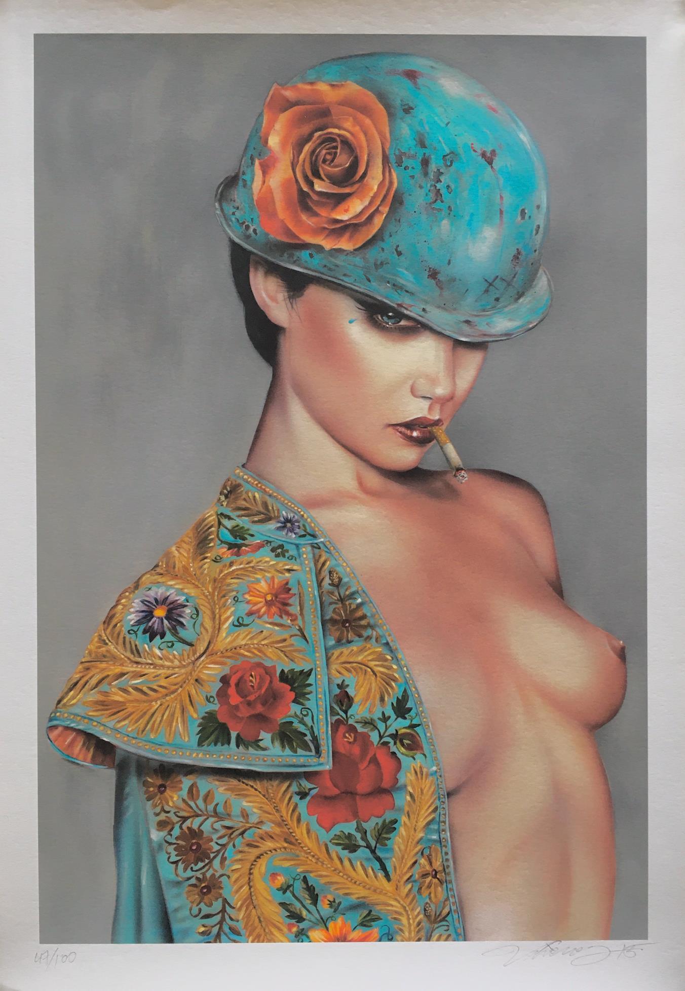 Brian Viveros Portrait Print - "El Champion", Archival Pigment Print