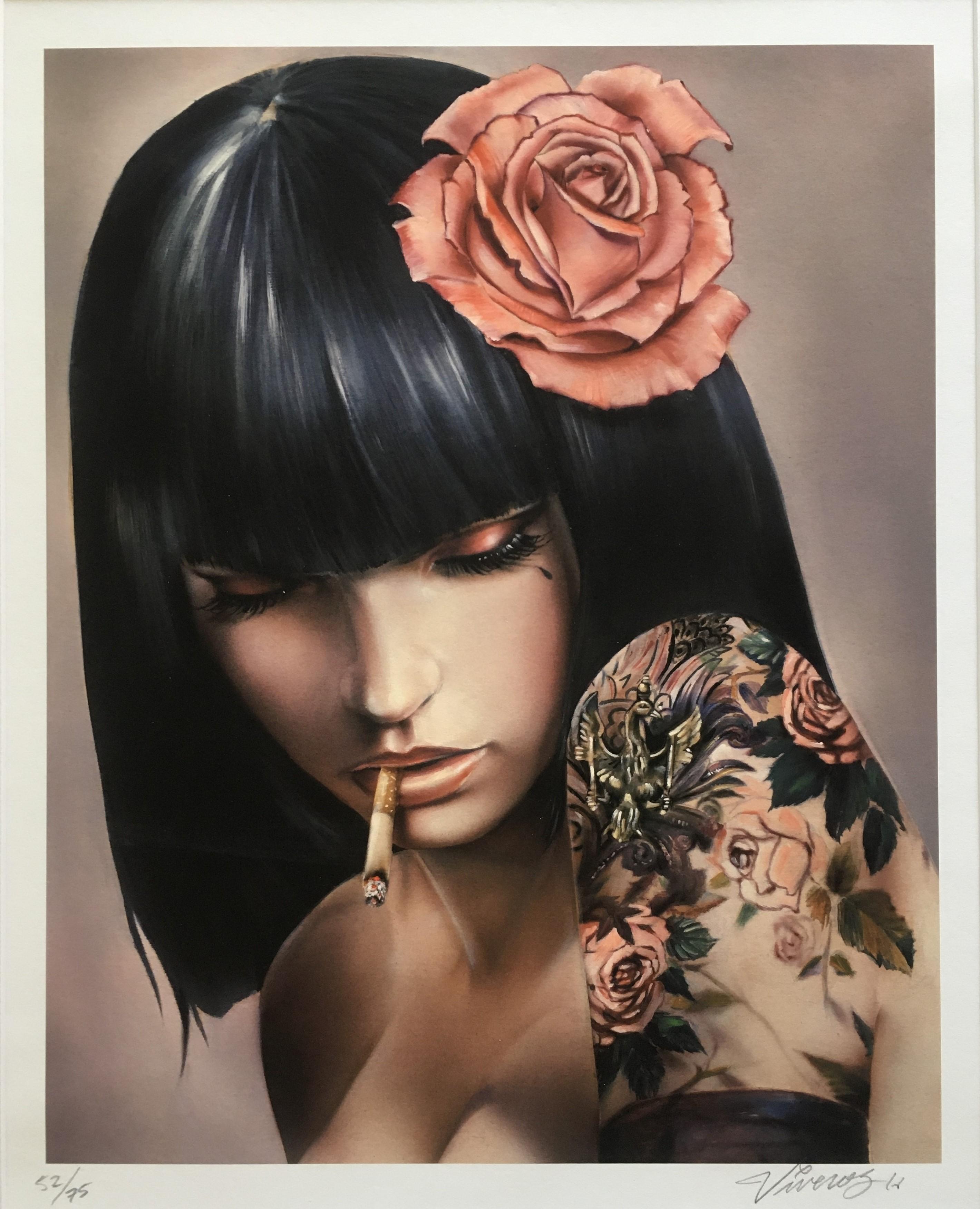 Brian Viveros Portrait Print - "Violet", Limited Edition, Archival Pigment Print