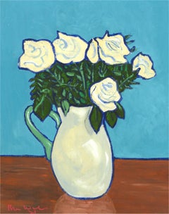 Brian William - 2021 Oil, Pale Roses with Jug