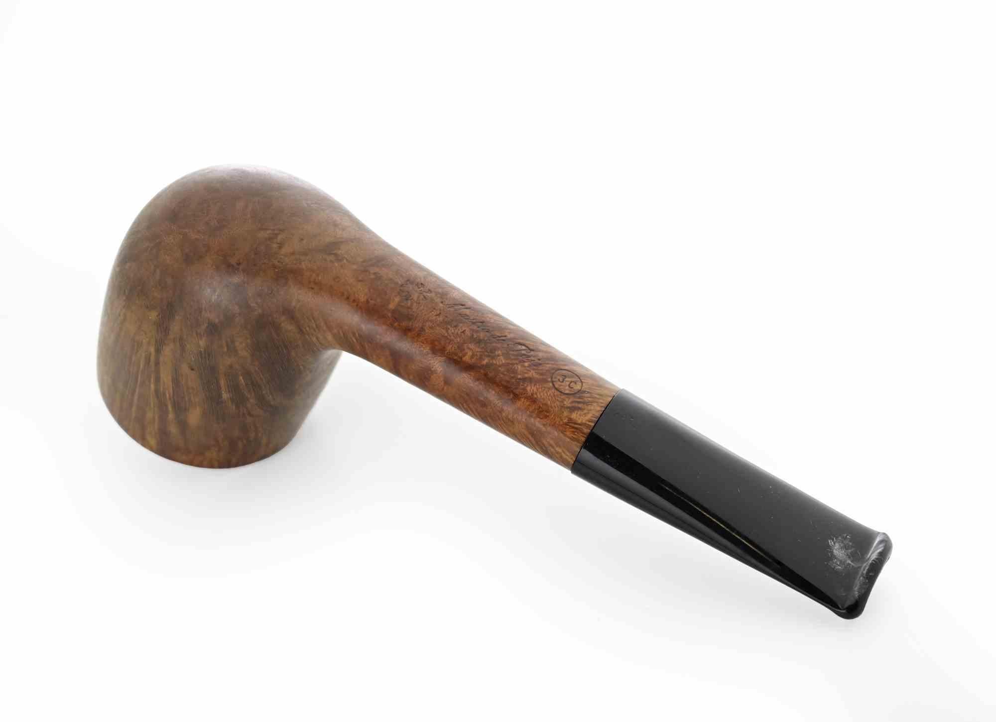 Européen Pipe à fumer en bruyère avec tige en Silver Dot Dot, milieu du 20e siècle. en vente