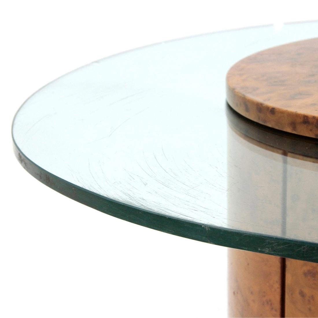 Late 20th Century Briar Wood and Glass Coffee Table with Bar by Volonterio and Bendetti for Longhi