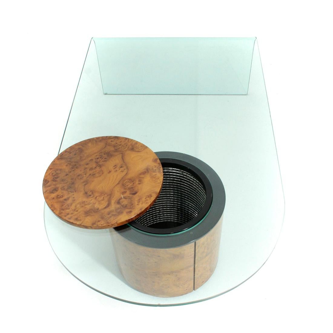 Briar Wood and Glass Coffee Table with Bar by Volonterio and Bendetti for Longhi 3