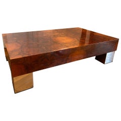 Briar Wood Coffee Table in the Style of Willy Rizzo, 1970s