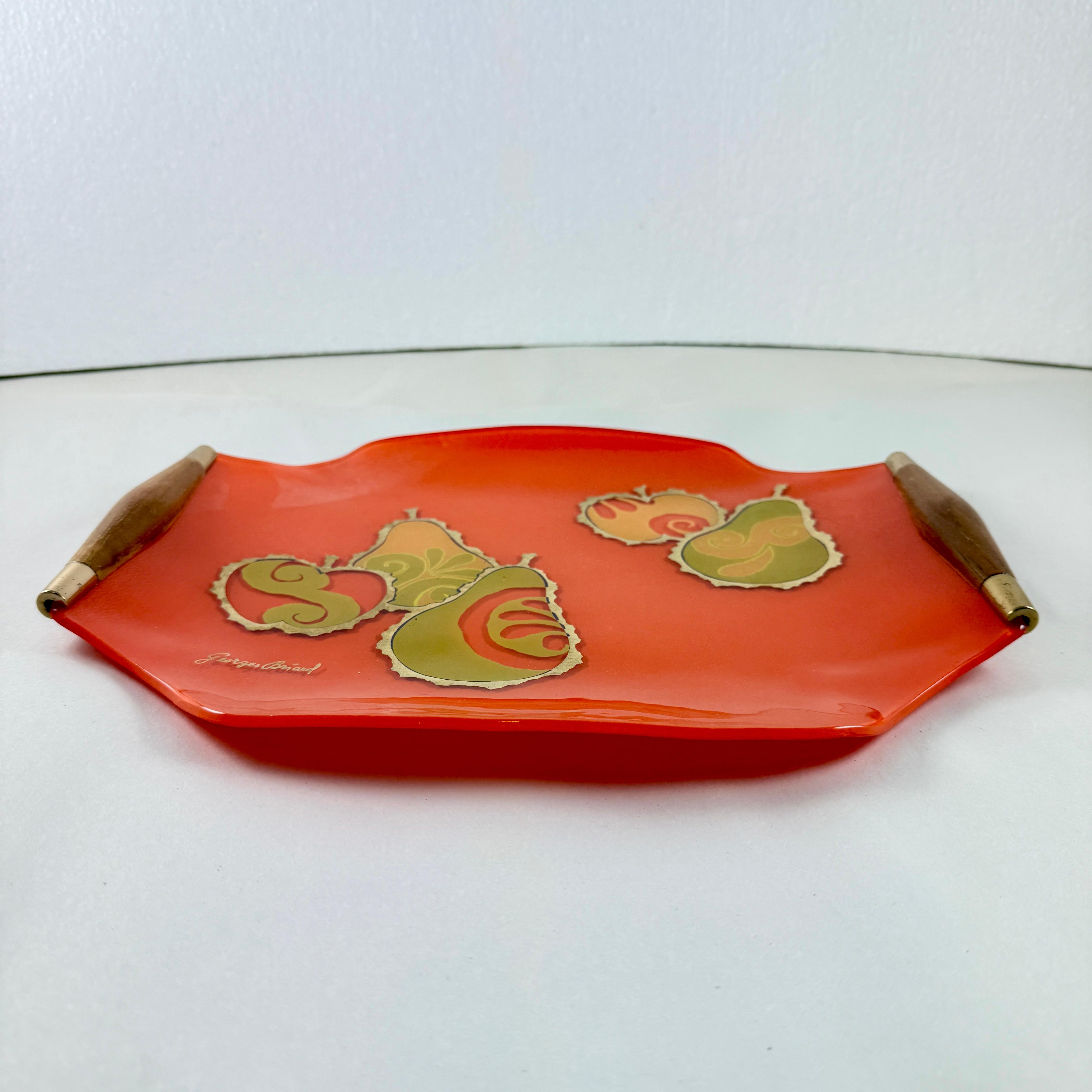 Briard Plateau à fruits en verre et Wood Wood, 1964 Bon état - En vente à Philadelphia, PA