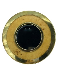 Briarwood and Brass Round Photo Frame, Italy 1960s