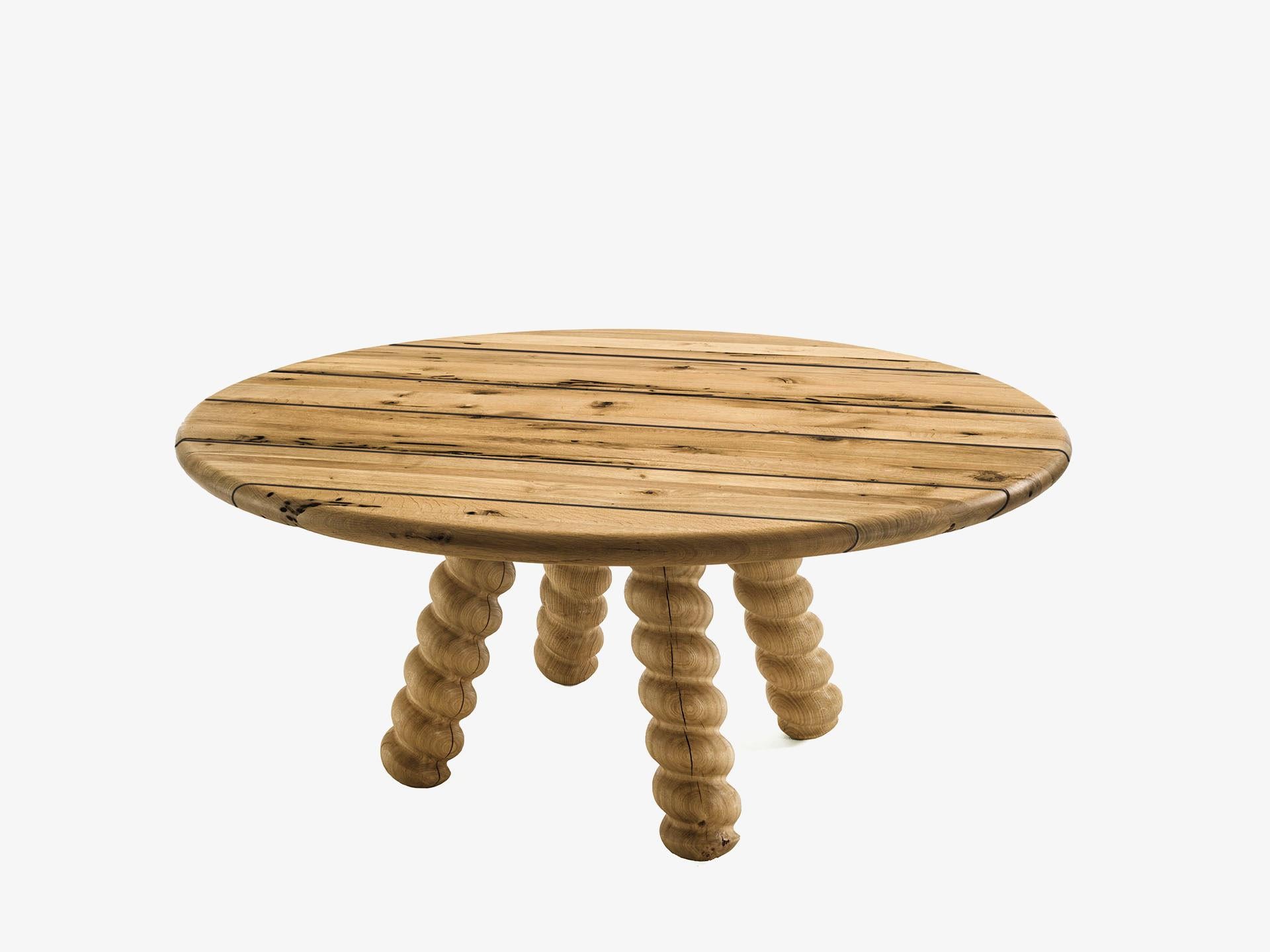 Italian Bric Round Wood Dining Table, Designed by Mario Bellini, Made in Italy  For Sale
