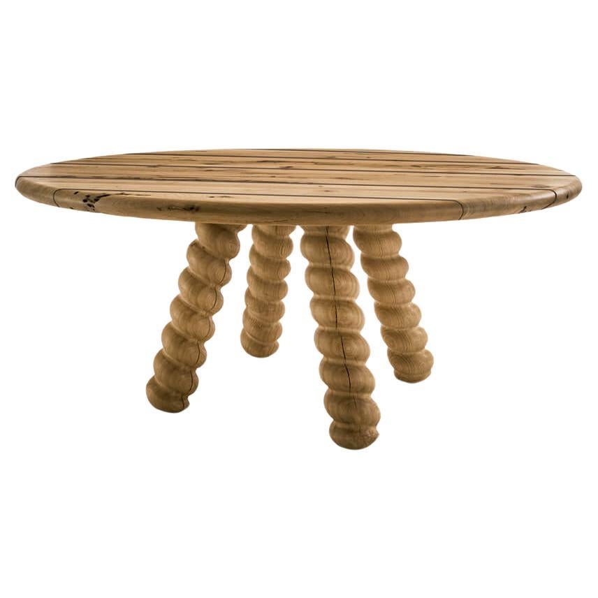 Bric Round Wood Dining Table, Designed by Mario Bellini, Made in Italy  For Sale
