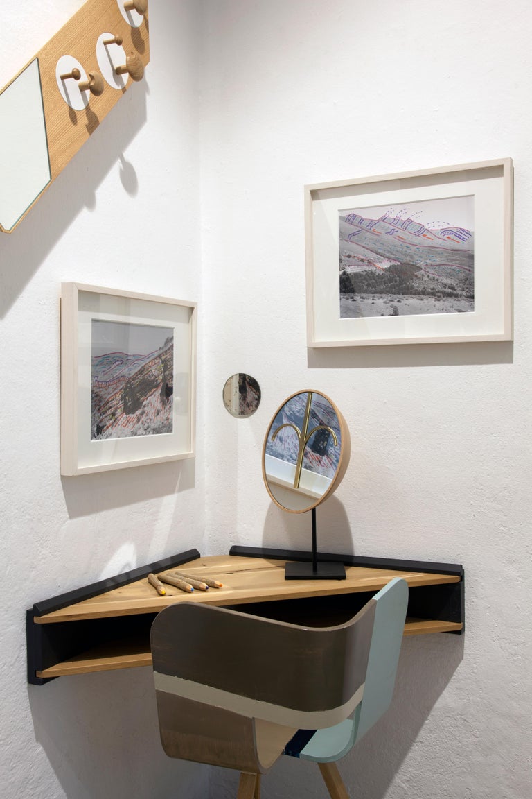 Briccola Ge Minimalist Hanging Corner Desk And Shelf In