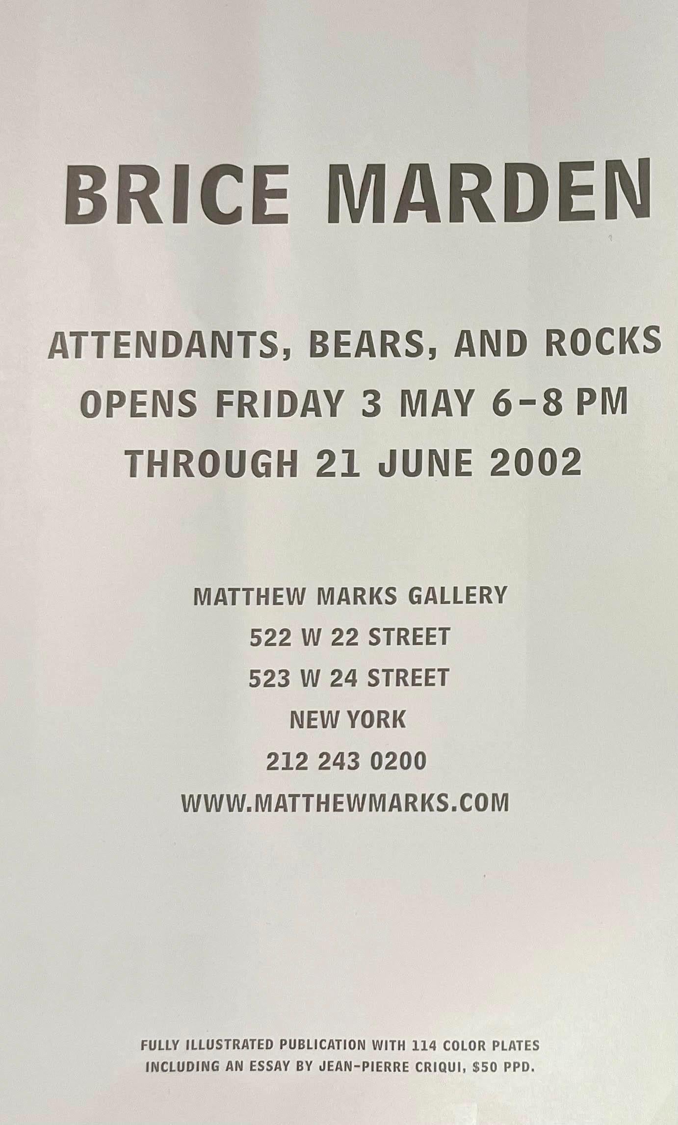 Matthew Marks gallery poster: Attendants Bears and Rocks, Signed by Brice Marden For Sale 3