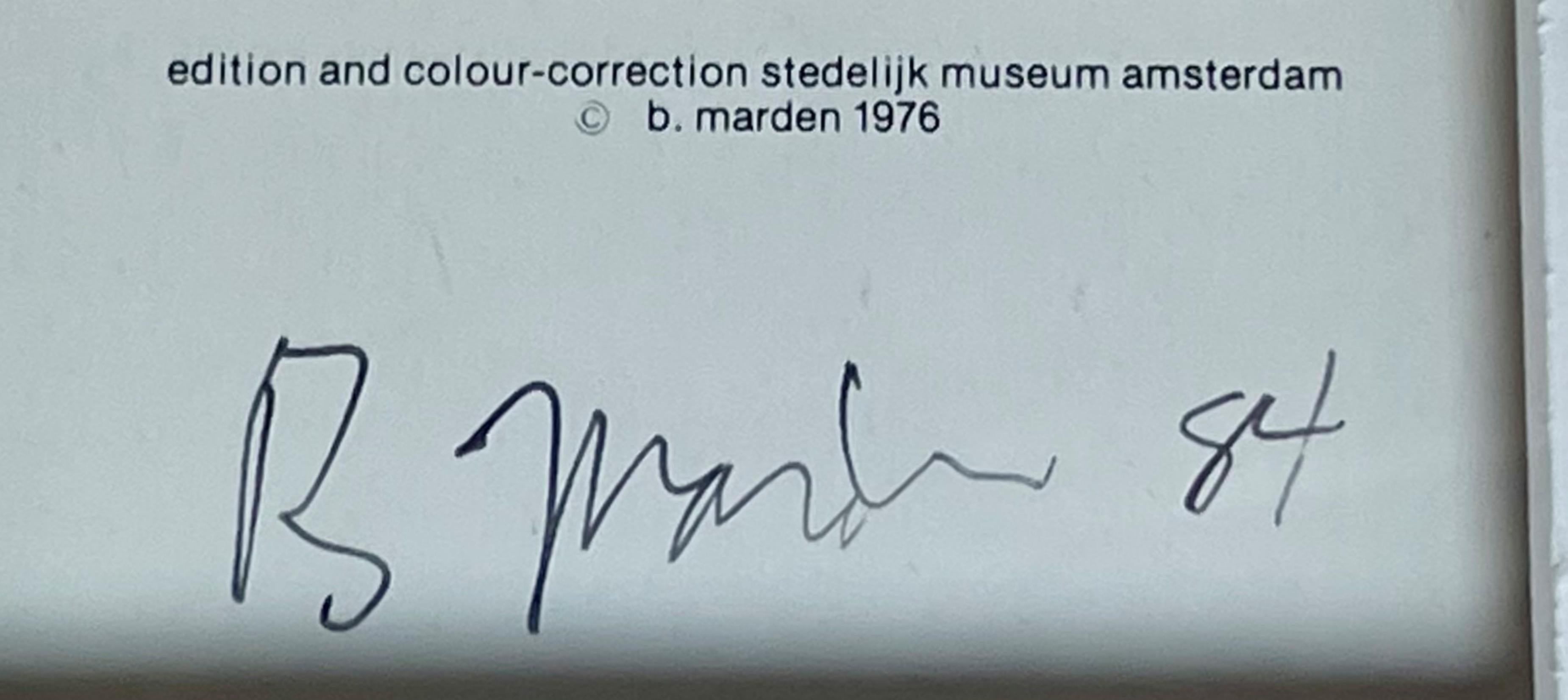 Rare carte de correction des couleurs du Stedelijk Museum de 1976, signée à la main par Brice Marden en vente 1