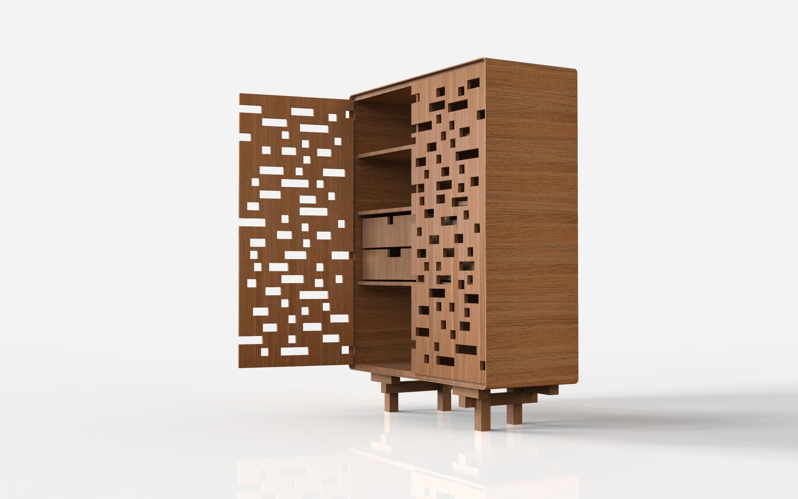 Contemporary Handcrafted Cabinet, von Leo Strauss Brick Cabinet (Brasilianisch) im Angebot
