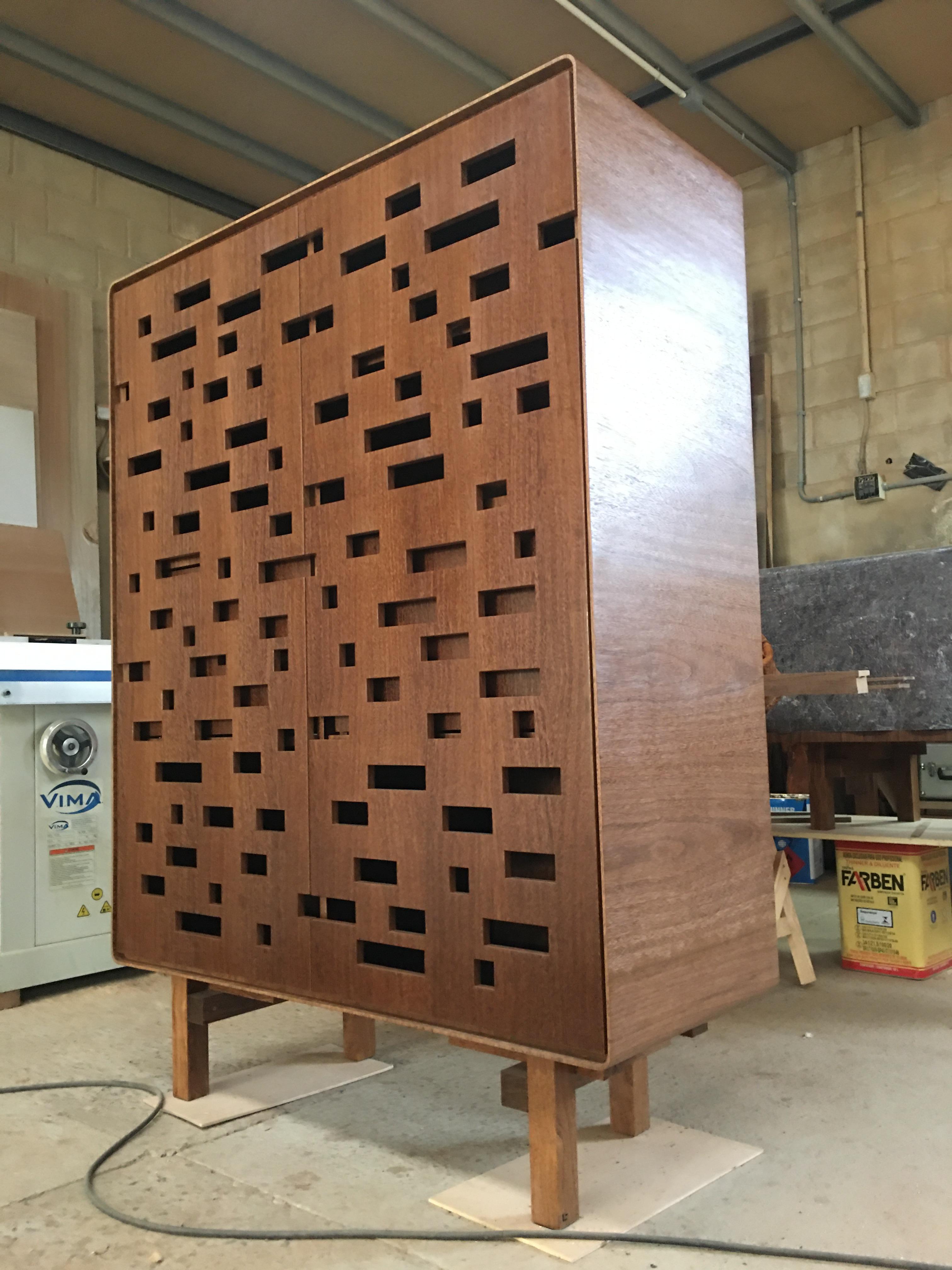 Brazilian Contemporary Handcrafted Cabinet, by Leo Strauss Brick Cabinet For Sale