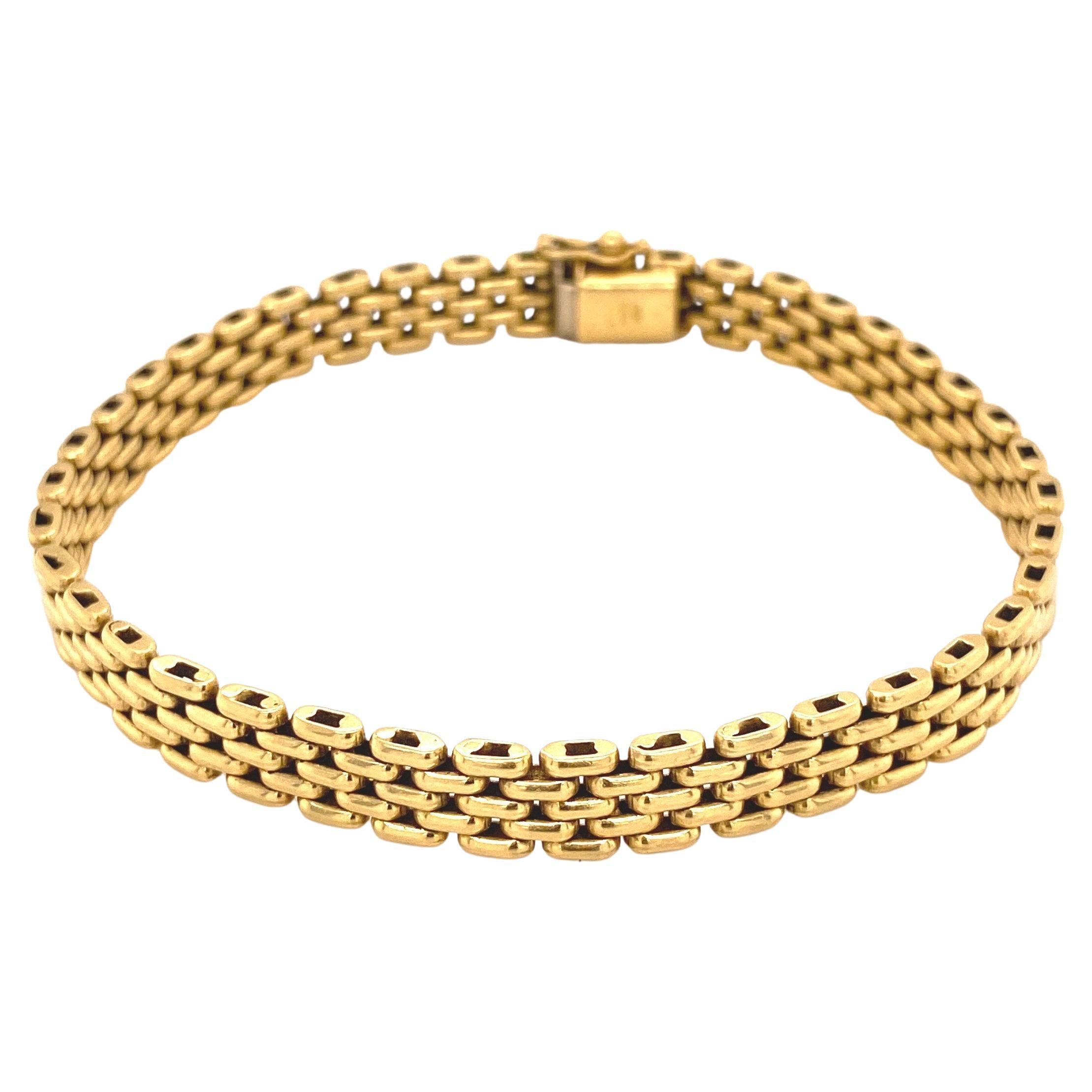 Brick Link Italian Vintage Gold Bracelet Estate Fine Jewelry at 1stDibs