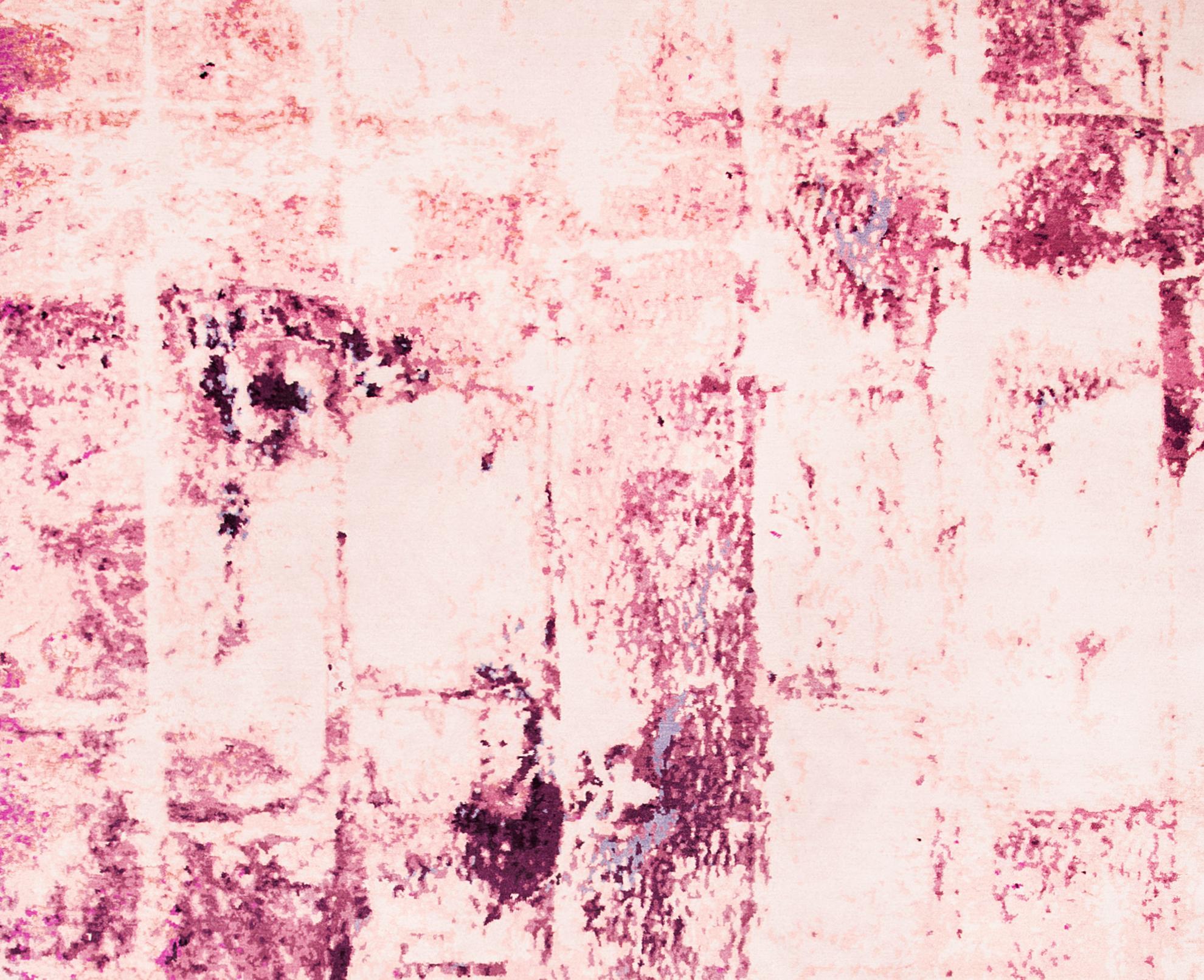 Brick No.04, rosa - Tappeto in lana e seta annodato a mano di Knots Rugs In condizioni Nuovo in vendita a London, GB